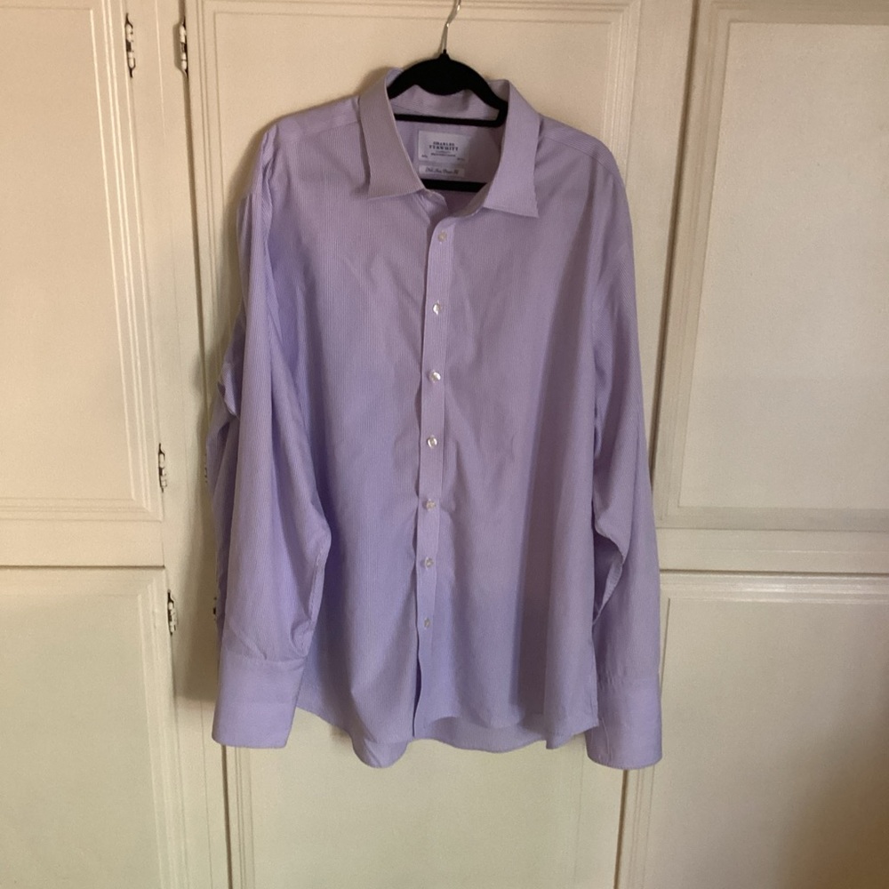 Charles Tyrwhitt Classic Fit Purple Long Sleeve Cotton Shirt Men's 19/37